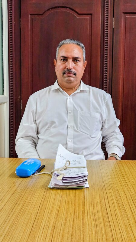 Advocate Jose Joseph Mannar in his office at Kerala High Court